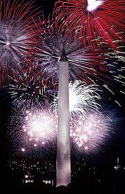 Fourth of July fireworks at the Washington National Monument